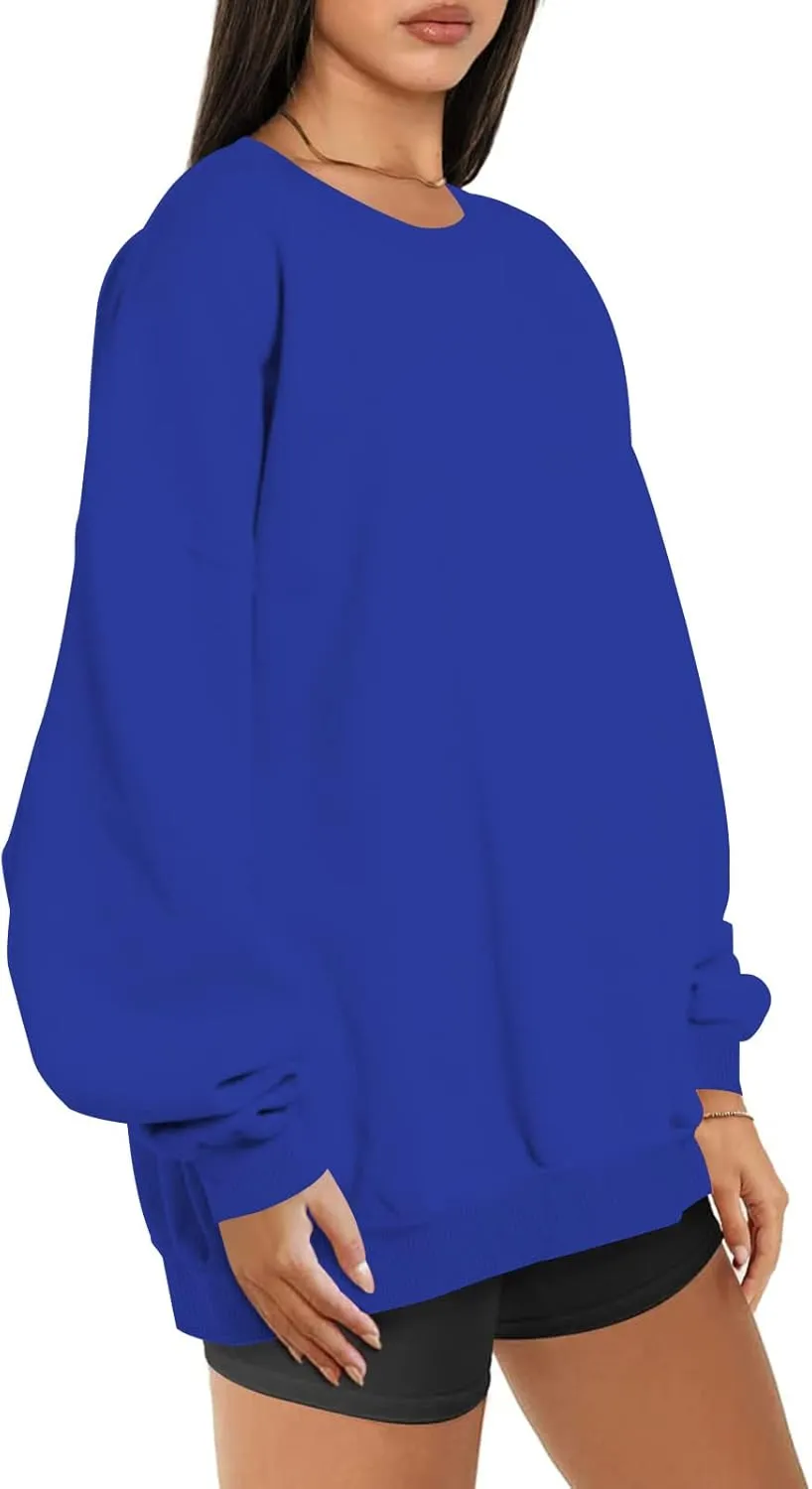 Oversized Crewneck Sweatshirt Women Trendy y2k Clothes Teen Girls Long Sleeve Drop Shoulder Pullover Fleece Sweatshirts