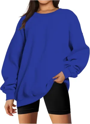 Oversized Crewneck Sweatshirt Women Trendy y2k Clothes Teen Girls Long Sleeve Drop Shoulder Pullover Fleece Sweatshirts