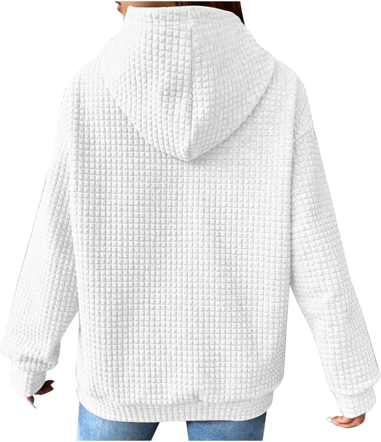 Oversized Hoodie for Women Plus Size Long Sleeve Waffle Sweatshirt Casual Loose Pullover Trendy Tops with Pocket