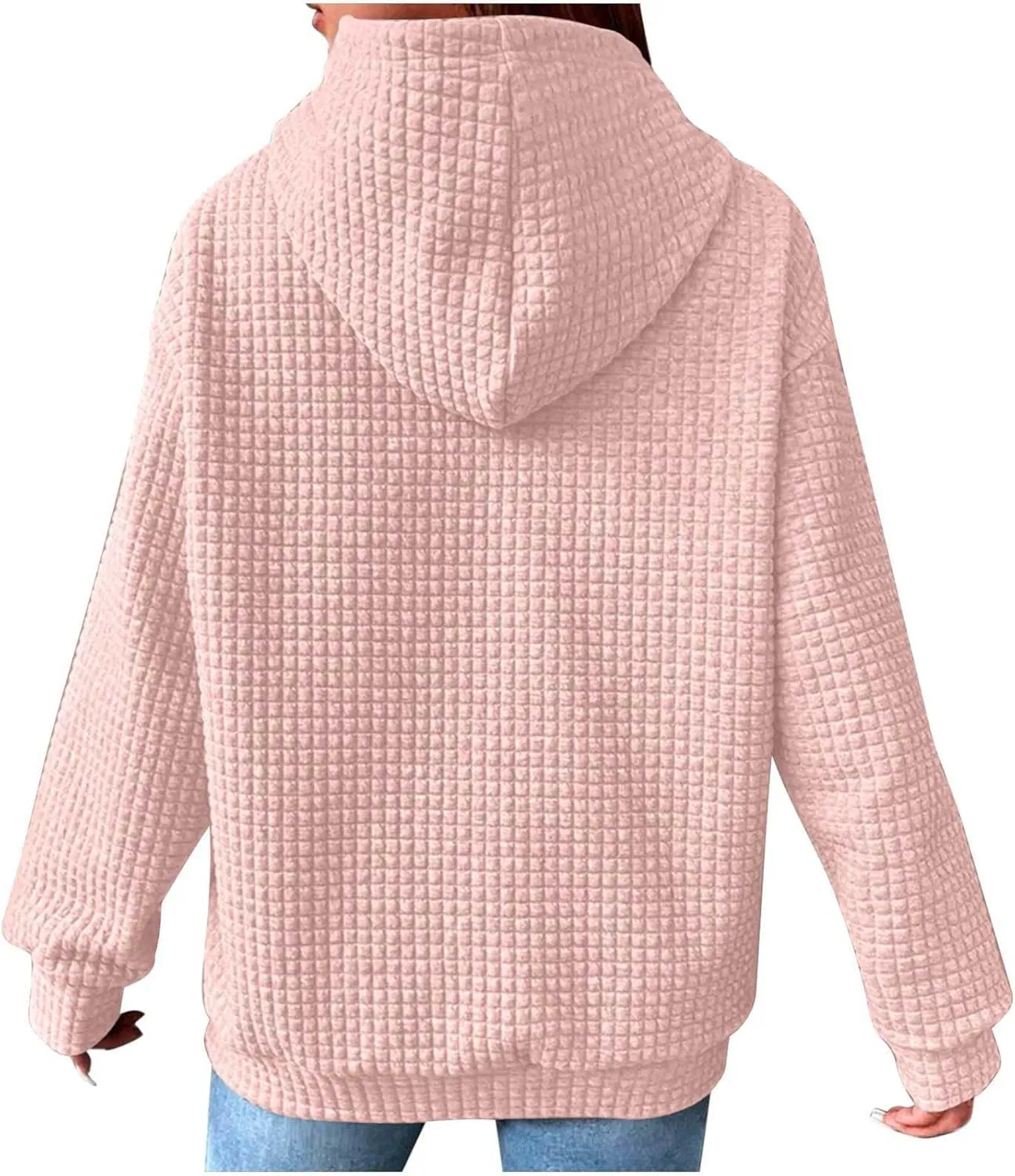 Oversized Hoodie for Women Plus Size Long Sleeve Waffle Sweatshirt Casual Loose Pullover Trendy Tops with Pocket