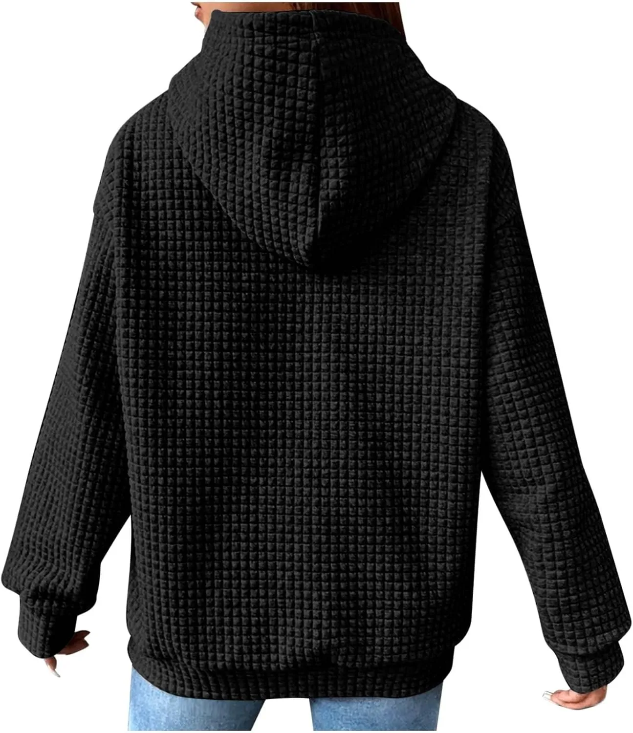 Oversized Hoodie for Women Plus Size Long Sleeve Waffle Sweatshirt Casual Loose Pullover Trendy Tops with Pocket