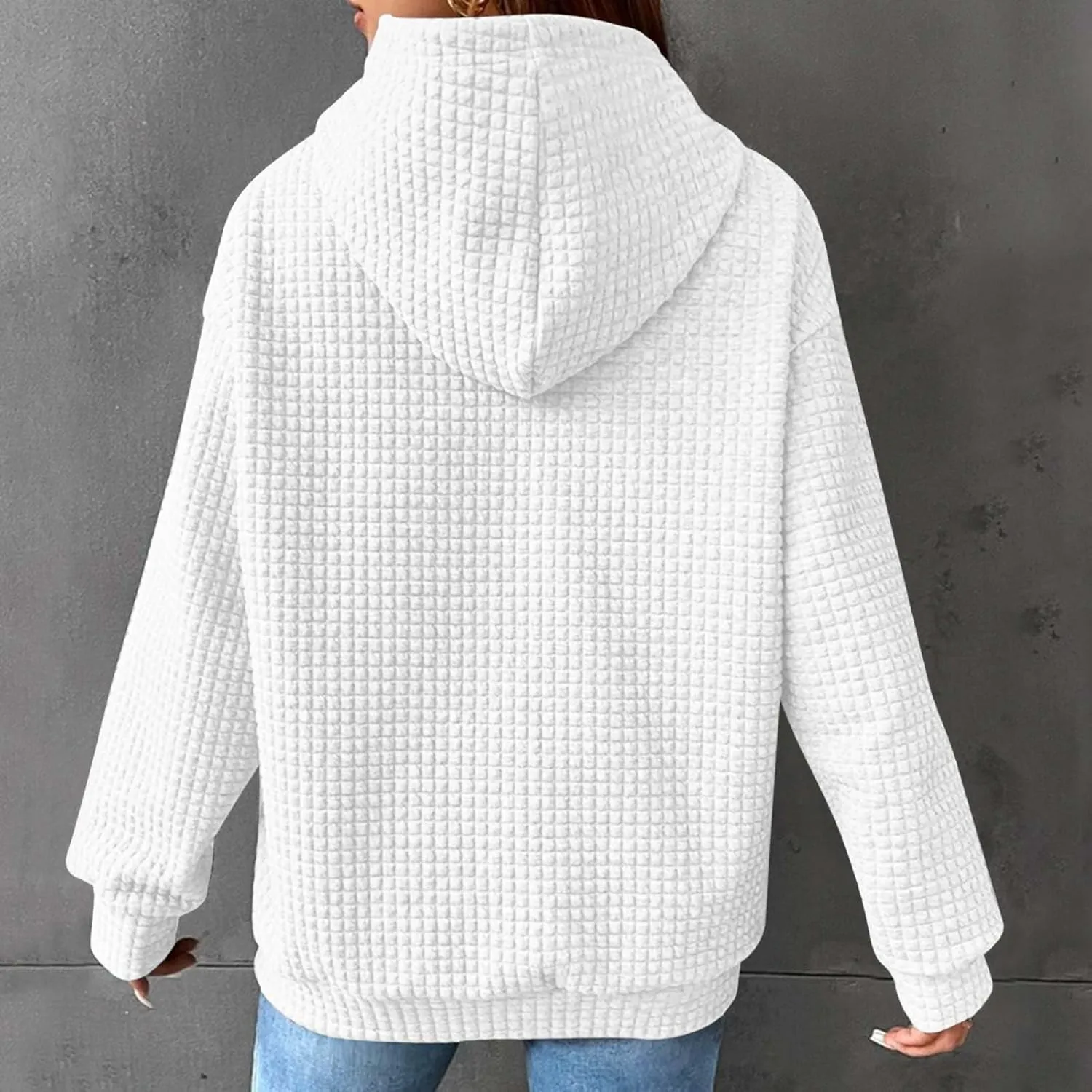 Oversized Hoodie for Women Plus Size Long Sleeve Waffle Sweatshirt Casual Loose Pullover Trendy Tops with Pocket