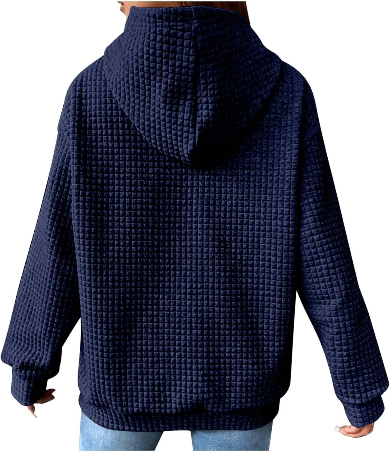 Oversized Hoodie for Women Plus Size Long Sleeve Waffle Sweatshirt Casual Loose Pullover Trendy Tops with Pocket