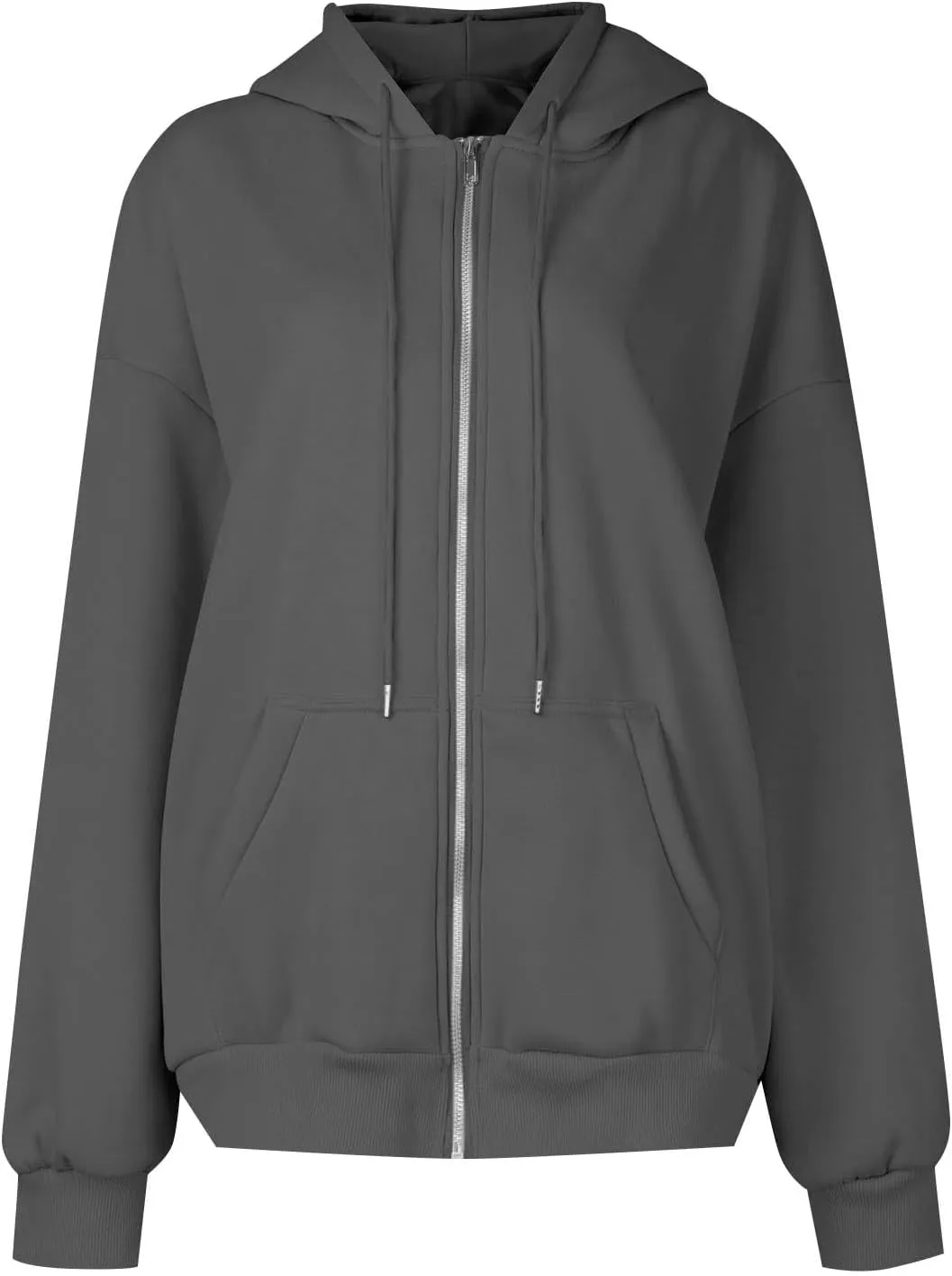 Oversized Sweatshirt for Women,Womens Casual Zip Up Hoodie Trendy Y2k Long Sleeve Jacket with Poickets