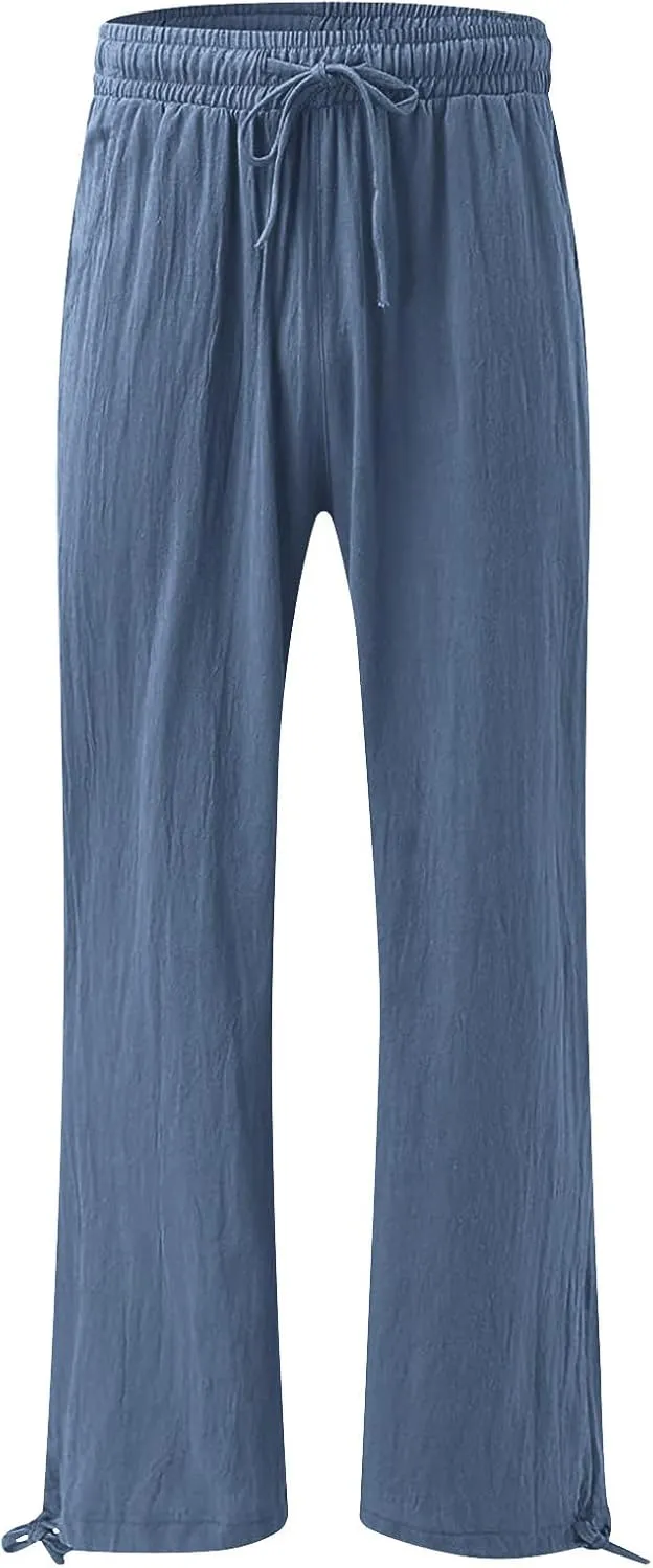 Plus Size Solid Relaxed Crinkle Pants Wide Leg Casual Summer High Waist Trousers Fashion Work Office Cropped Pant