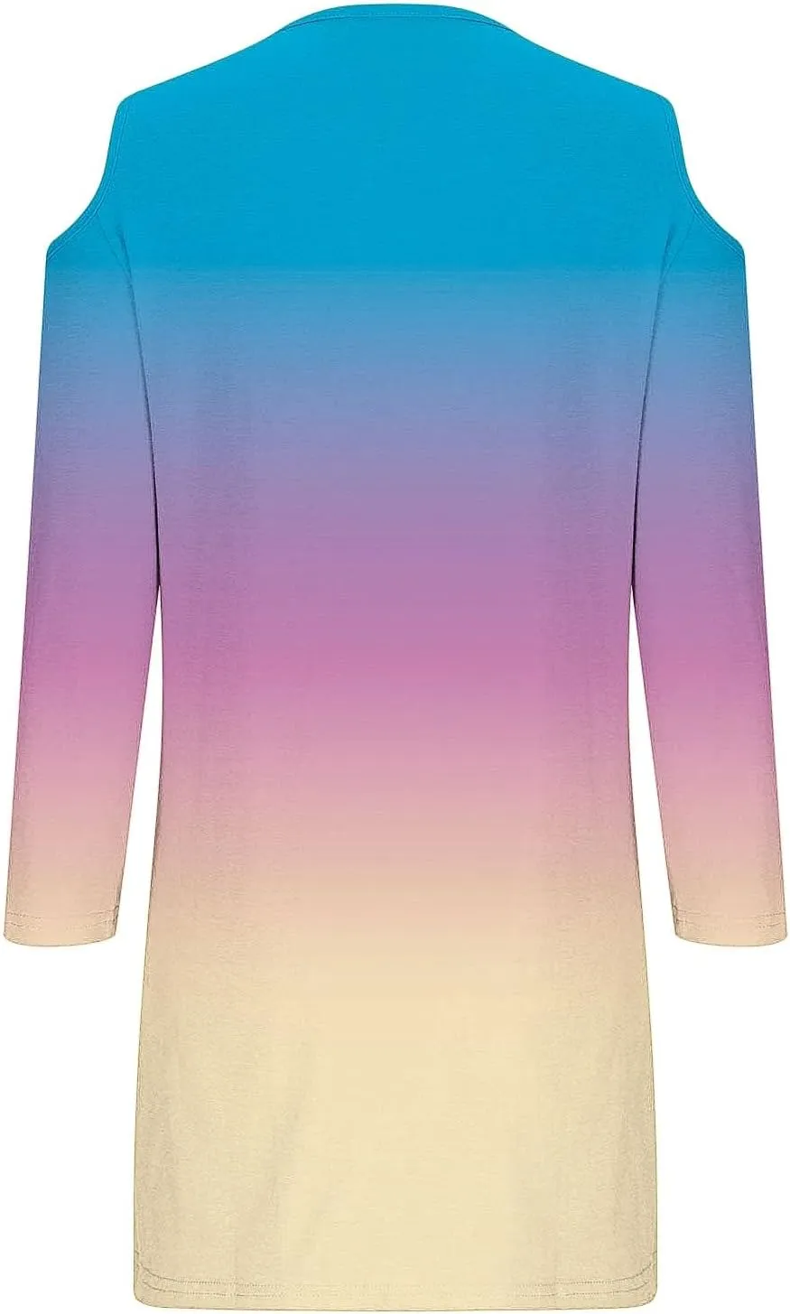 Plus Size Tshirt Dress Women Casual Pullover Off-Shoulder Long Sleeve Printed Fashion Elegant Dress 2024