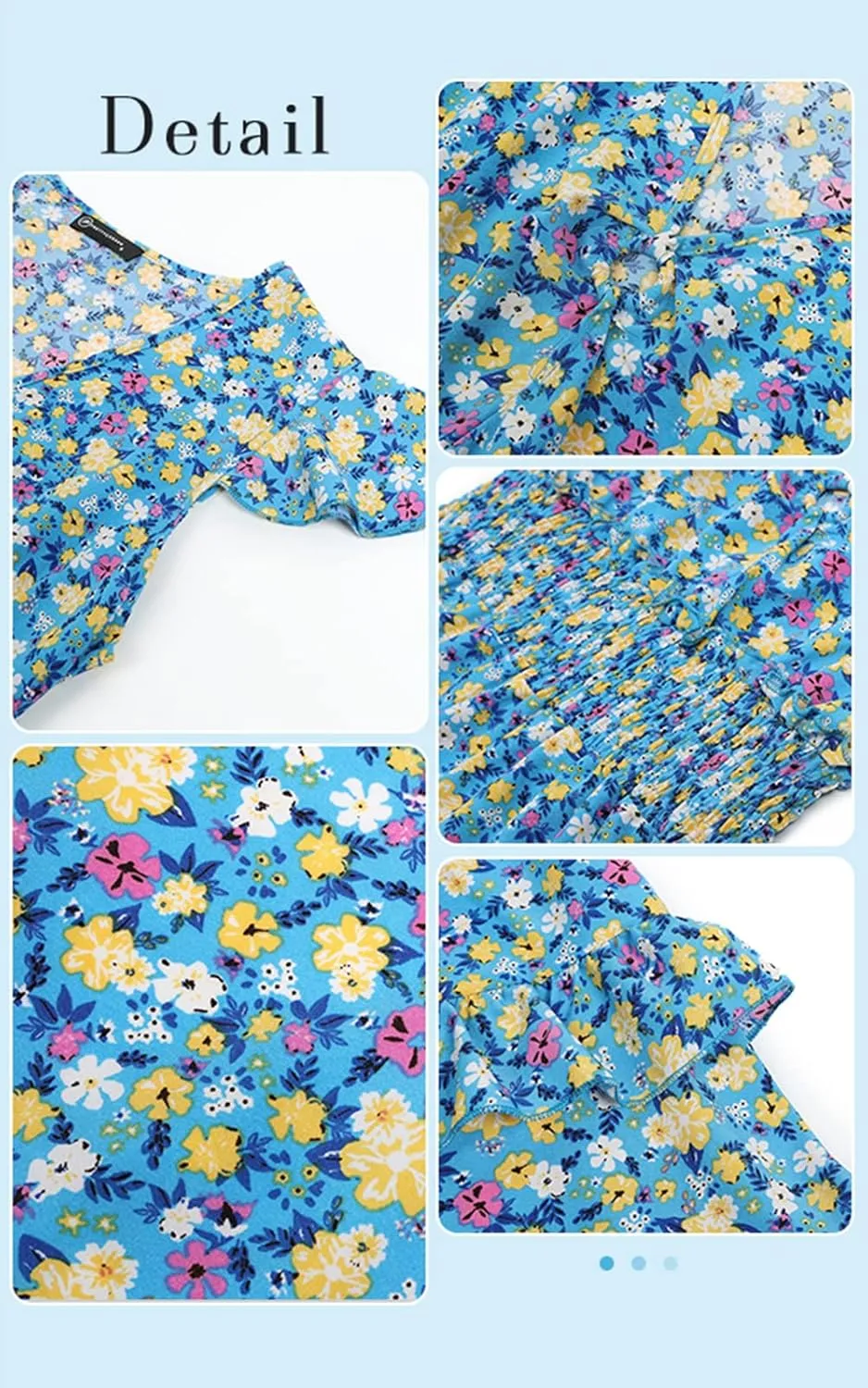PRETTYGARDEN Womens Summer Mini Dresses Boho Floral Ruffle Cap Sleeve Tiered Dress Smocked Waist A Line Beach Short Sundress