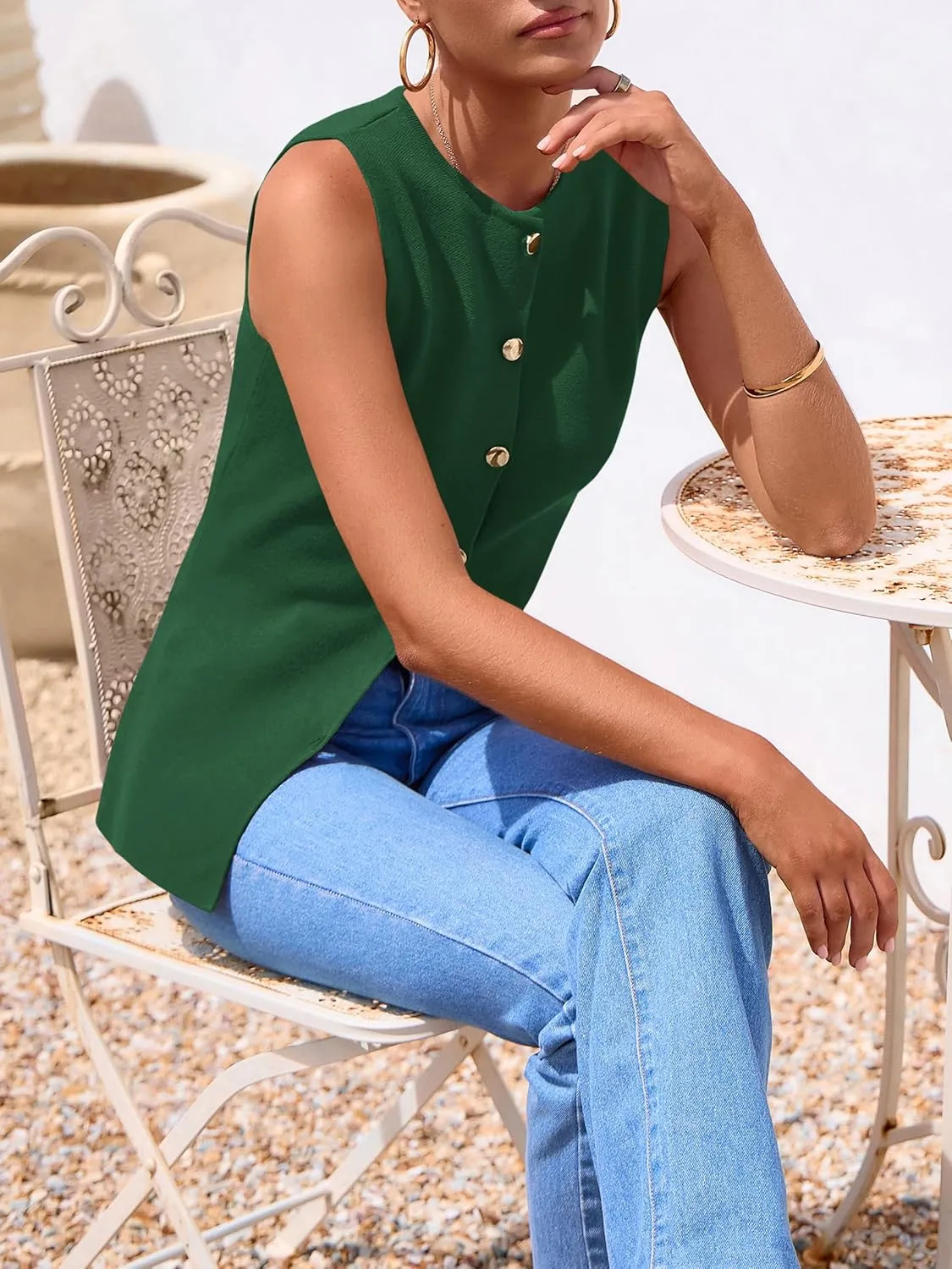 PRETTYGARDEN Women's Sweater Vest Button Down Summer Tank Tops 2025 Sleeveless Knit Vests Fashion Business Casual Outfits