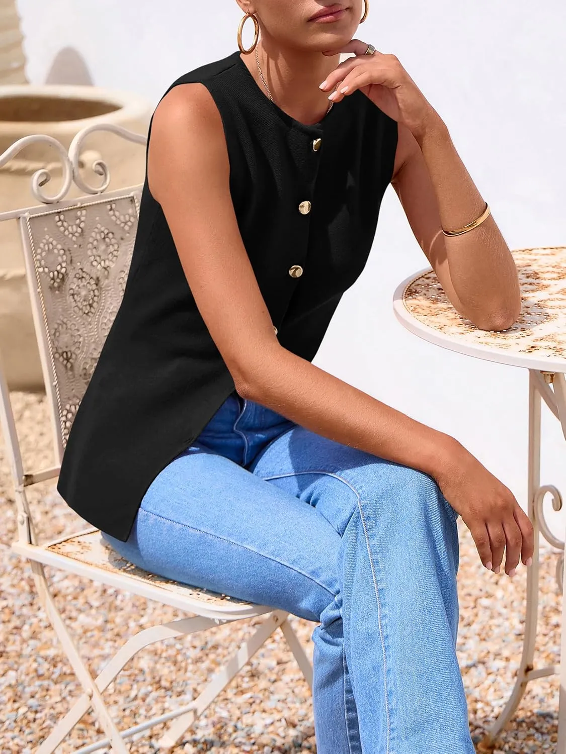 PRETTYGARDEN Women's Sweater Vest Button Down Summer Tank Tops 2025 Sleeveless Knit Vests Fashion Business Casual Outfits