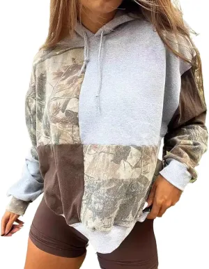Pullover Graphic Camo Hoodie Trendy Women Oversized Hoodies Y2k Grunge Jackets Streetwear Vintage 2000s