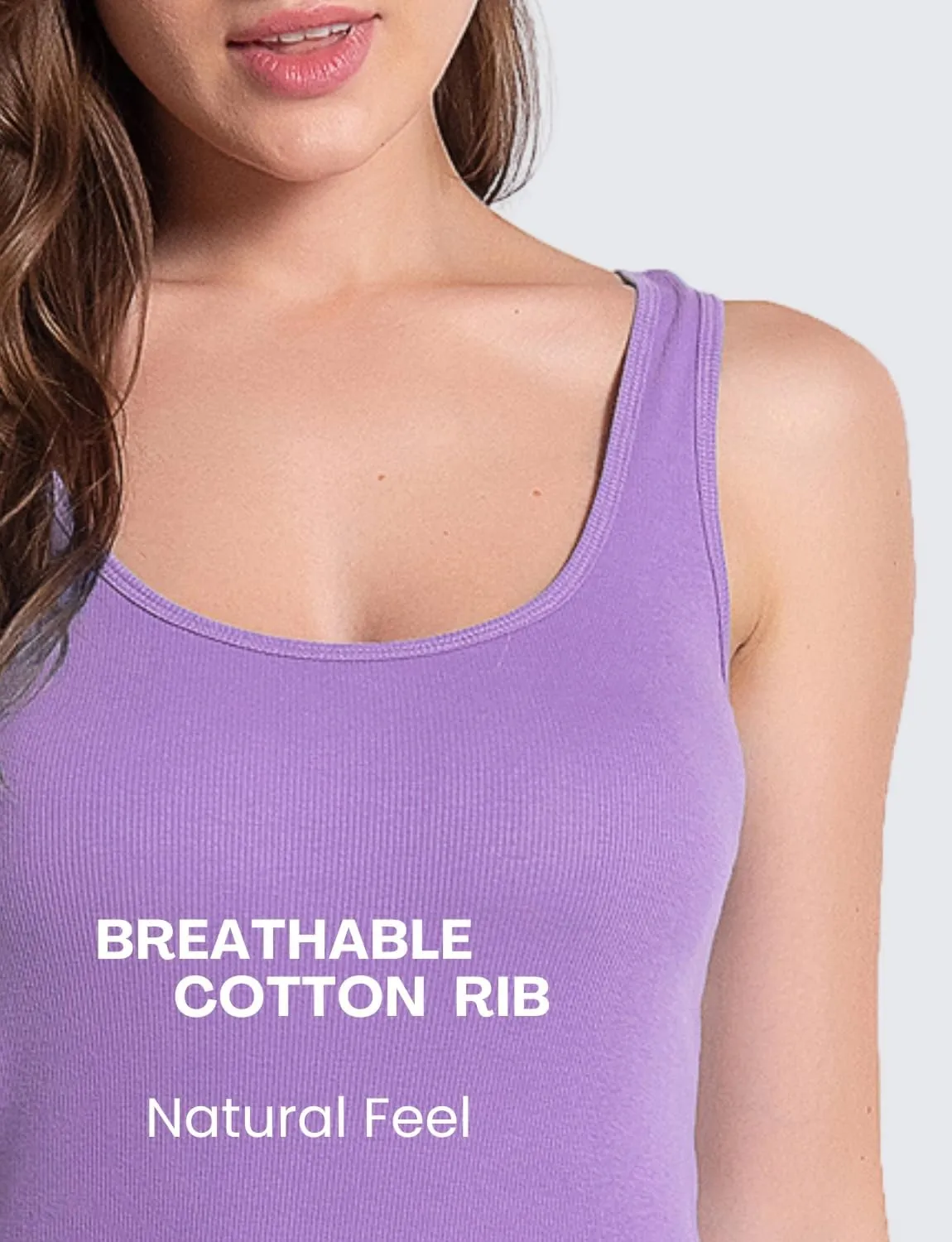RASPBERRY PUDDING Cotton Ribbed Tank Tops for Women Slim Fit Scoop Neck