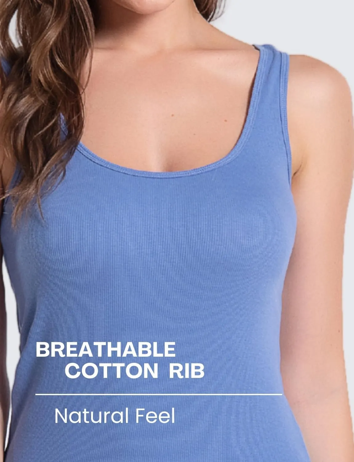 RASPBERRY PUDDING Cotton Ribbed Tank Tops for Women Slim Fit Scoop Neck