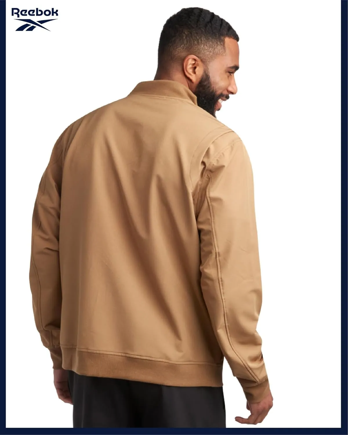 Reebok Mens Rain Jacket - Full Zip Up Lightweight Water Resistant Windbreaker Soft Shell Collar Rain Coat for Men (S-XL)