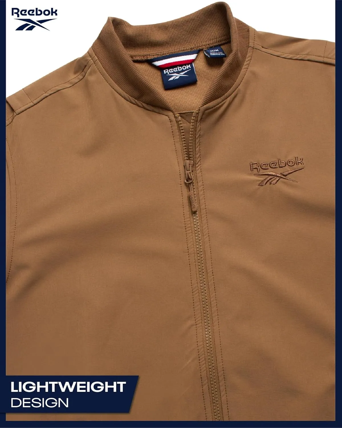 Reebok Mens Rain Jacket - Full Zip Up Lightweight Water Resistant Windbreaker Soft Shell Collar Rain Coat for Men (S-XL)