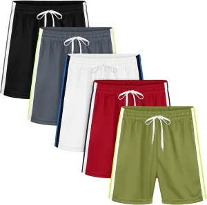Resinta 5 Pack Toddler Boys Shorts Boys Quick Dry Athletic Pull-On Shorts with Elastic Waist for Summer Playwear