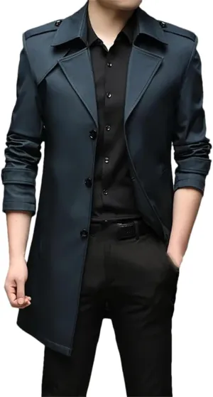 Rfmfkkg Classic Men'S Lapel Windbreaker Cotton Padded Thicken Business Casual Trench Coat Outerwear
