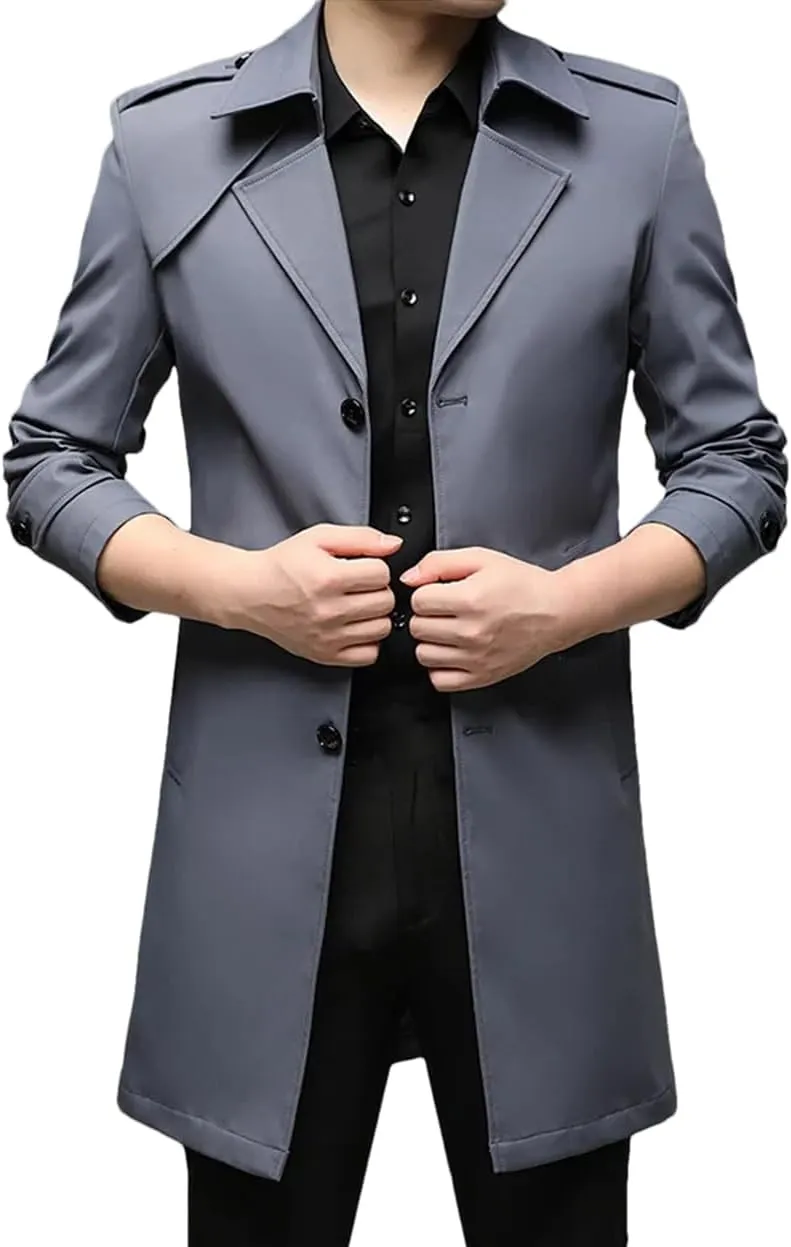Rfmfkkg Classic Men'S Lapel Windbreaker Cotton Padded Thicken Business Casual Trench Coat Outerwear