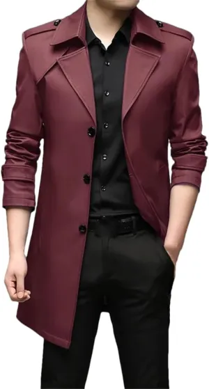 Rfmfkkg Classic Men'S Lapel Windbreaker Cotton Padded Thicken Business Casual Trench Coat Outerwear