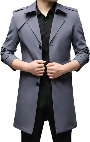 Rfmfkkg Classic Men'S Lapel Windbreaker Cotton Padded Thicken Business Casual Trench Coat Outerwear