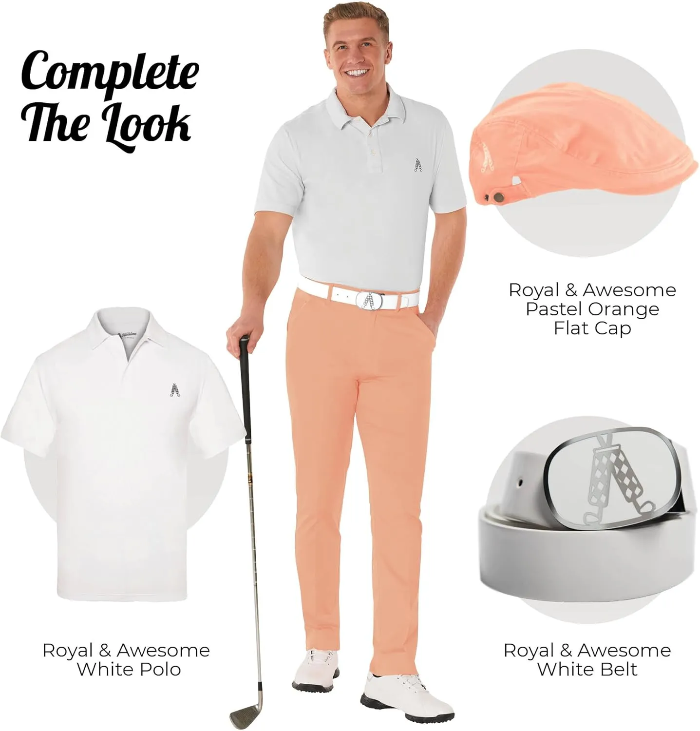 Royal & Awesome Pastel Golf Pants, Stretch Relaxed Fit Bottoms, Crazy Golf Pants for Men's, Funny and Bright Golfing Apparel