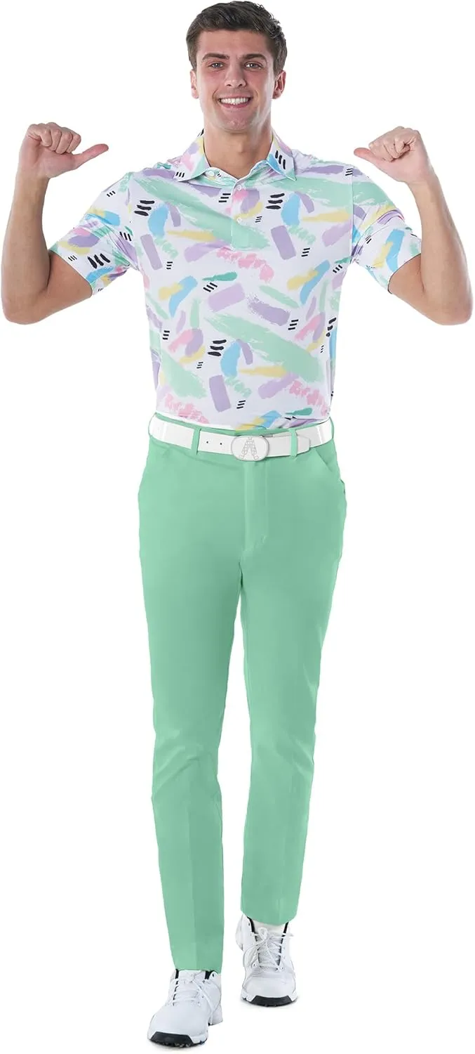 Royal & Awesome Pastel Golf Pants, Stretch Relaxed Fit Bottoms, Crazy Golf Pants for Men's, Funny and Bright Golfing Apparel