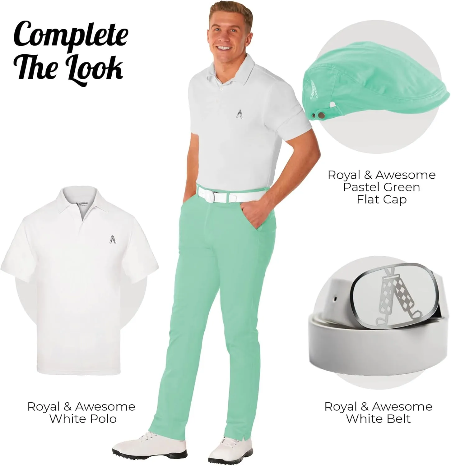 Royal & Awesome Pastel Golf Pants, Stretch Relaxed Fit Bottoms, Crazy Golf Pants for Men's, Funny and Bright Golfing Apparel