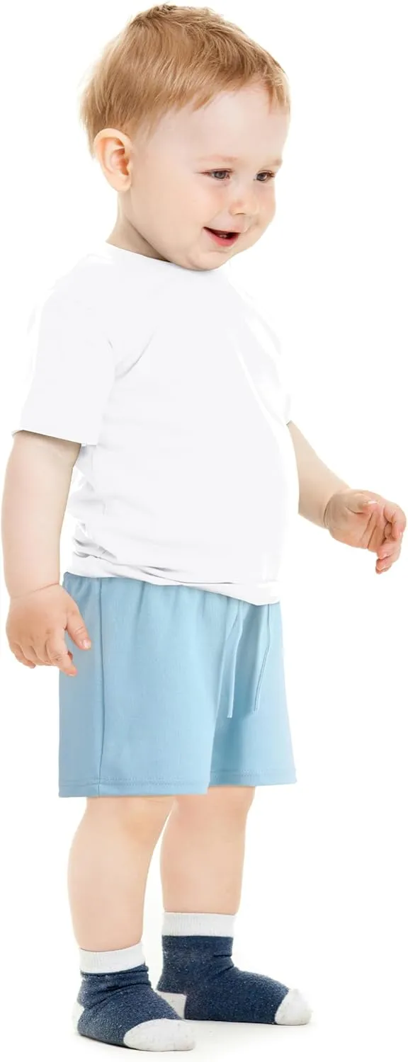 Ruisita 3 Pack Unisex Baby Toddler Cotton Shorts with Drawstring Baby Pull-on Soild Shorts Soft Clothes for Summer Daily