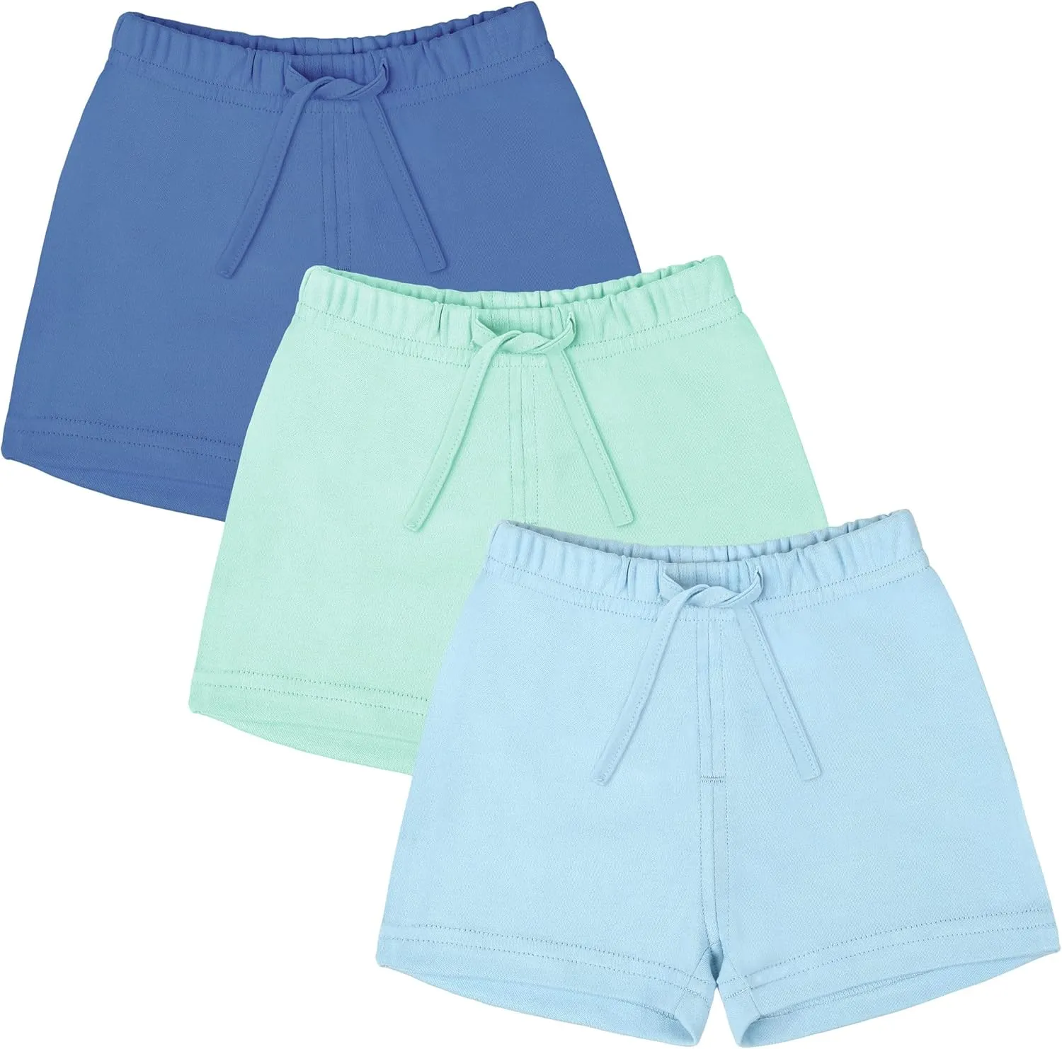 Ruisita 3 Pack Unisex Baby Toddler Cotton Shorts with Drawstring Baby Pull-on Soild Shorts Soft Clothes for Summer Daily