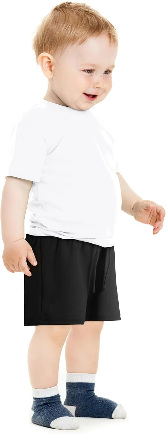 Ruisita 3 Pack Unisex Baby Toddler Cotton Shorts with Drawstring Baby Pull-on Soild Shorts Soft Clothes for Summer Daily