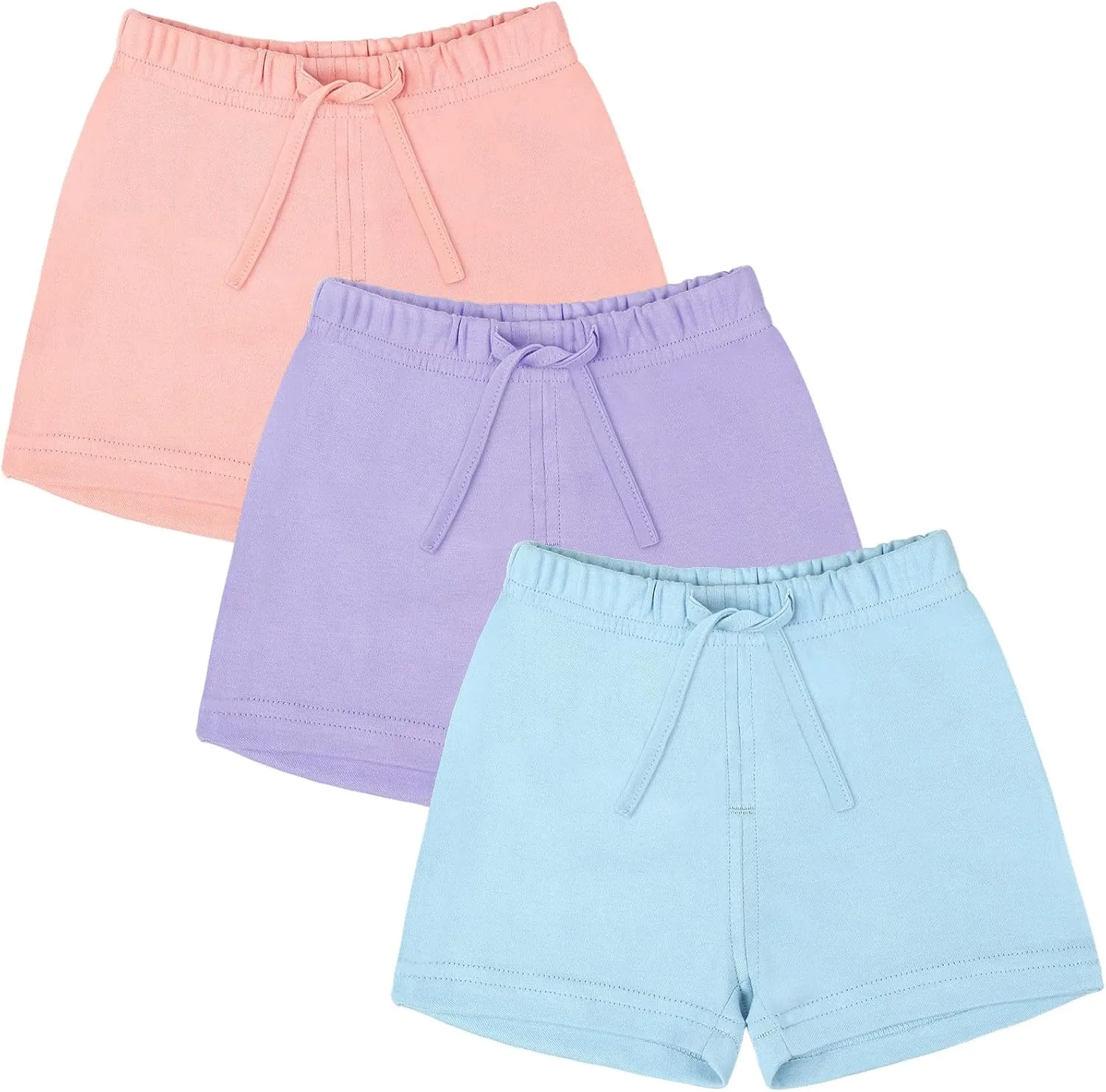Ruisita 3 Pack Unisex Baby Toddler Cotton Shorts with Drawstring Baby Pull-on Soild Shorts Soft Clothes for Summer Daily