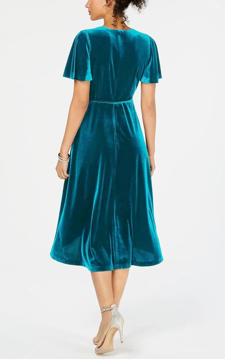 R.Vivimos Womens Velvet Pleated Wrap Tie Waist Elegant Flowy Party Plus Size Midi Dresses