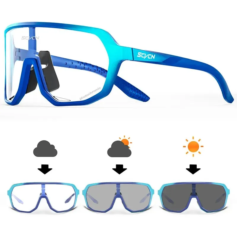 SCVCN Cycling Glasses Photochromic Men Sunglasses for Mountain Bike Road Bicycle Eyewear MTB Cycle Goggles Sports UV400 Glasses