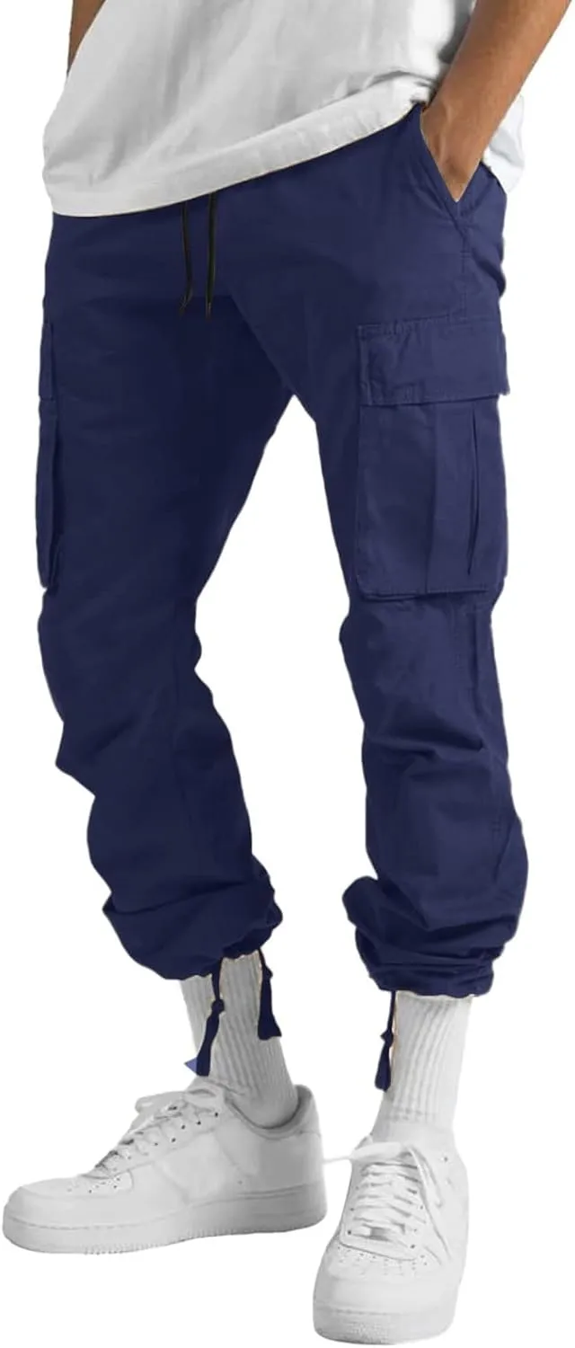 sdbrld Cargo Pants For Men Mens Casual Relaxed Fit Beach Pants Streetwear Baggy Trousers Cargo Pants with Zipper Pockets