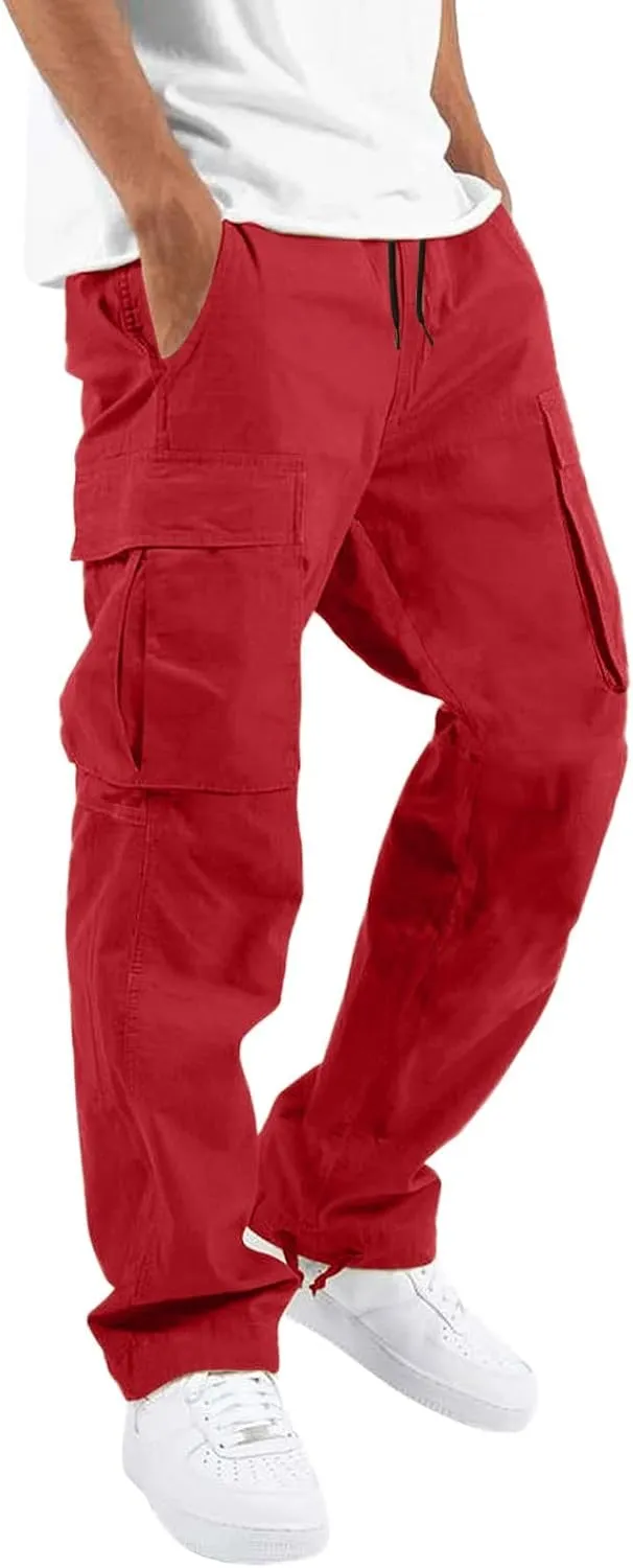 sdbrld Cargo Pants For Men Mens Casual Relaxed Fit Beach Pants Streetwear Baggy Trousers Cargo Pants with Zipper Pockets