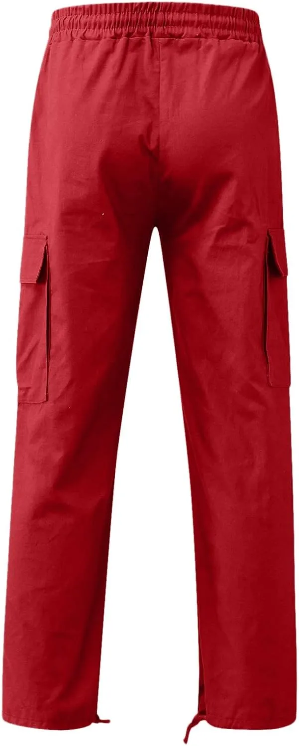 sdbrld Cargo Pants For Men Mens Casual Relaxed Fit Beach Pants Streetwear Baggy Trousers Cargo Pants with Zipper Pockets