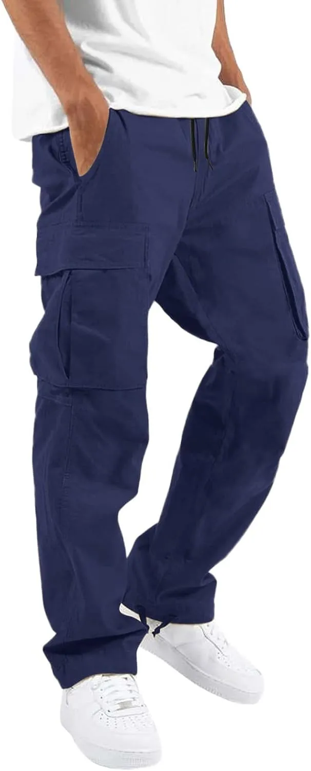sdbrld Cargo Pants For Men Mens Casual Relaxed Fit Beach Pants Streetwear Baggy Trousers Cargo Pants with Zipper Pockets