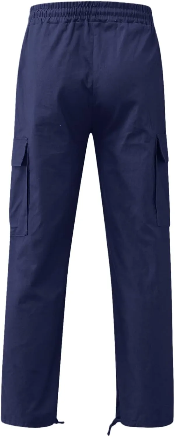 sdbrld Cargo Pants For Men Mens Casual Relaxed Fit Beach Pants Streetwear Baggy Trousers Cargo Pants with Zipper Pockets