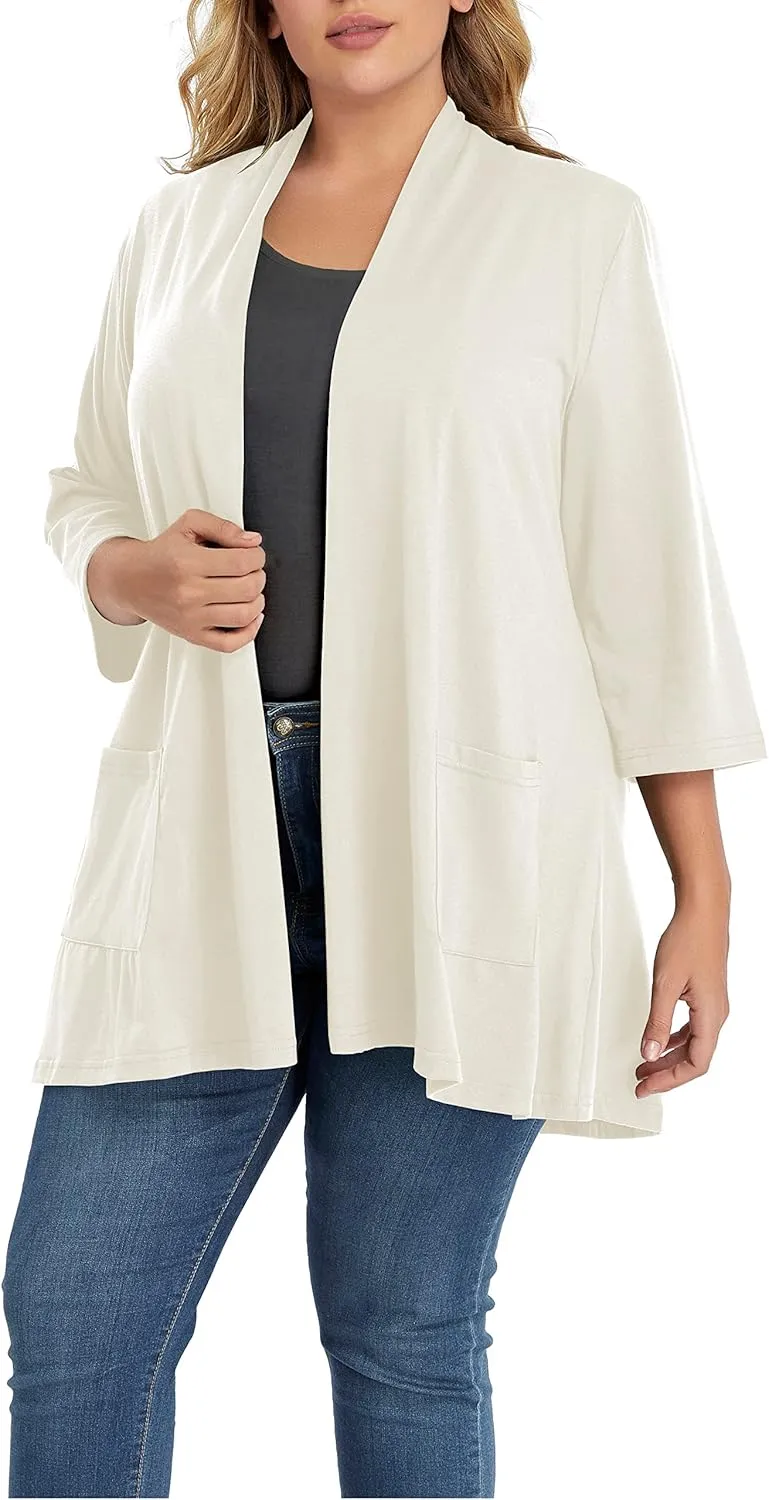 Shiaili Long Plus Size Cardigans for Women Easy to Wear Open Front Clothing