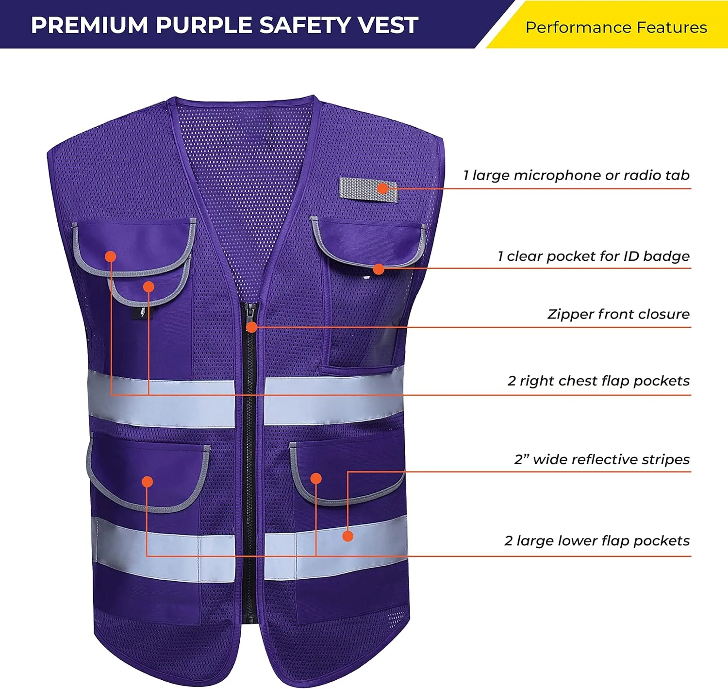 Shine Bright Safety Vest - High Visibility with Reflective Straps and Pockets  Premium, Soft, Durable, and Breathable