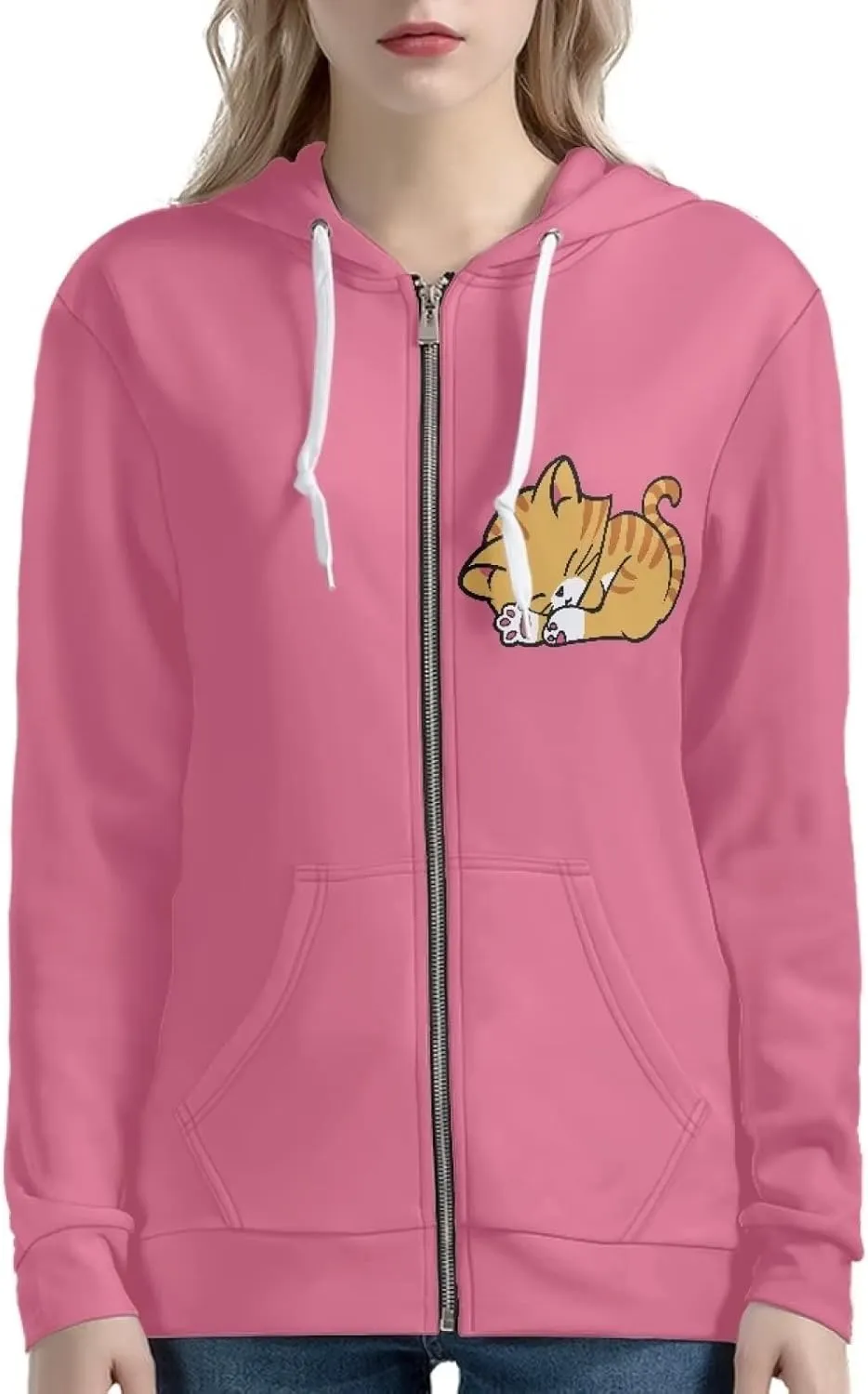 Showudesigns Trendy Zip Up Jackets for Women XS-5XL Fashion Hoodies and Sweatshirts