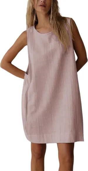 SKIKYAN Women Summer Tank Mini Dress Sleeveless Casual Beach Vacation Dress Loose Side Open Cotton Linen Short Sundress