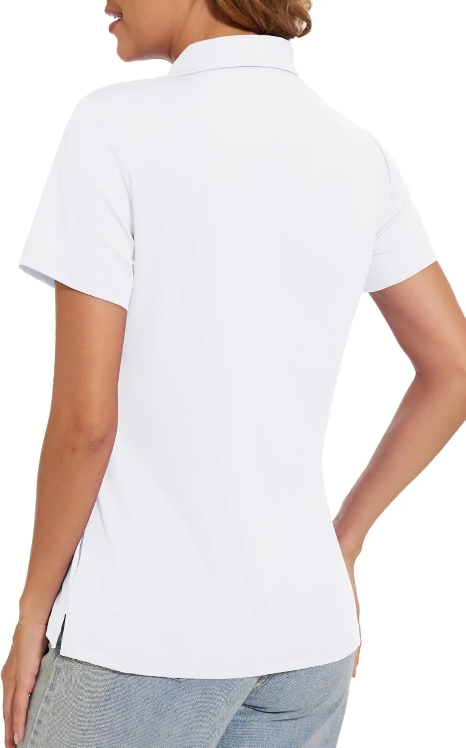 SMENG Women's Polo Shirts 3-Button Short Sleeve Shirt UPF 50  Classic Quick Dry Work Collared Golf Tennis Tops