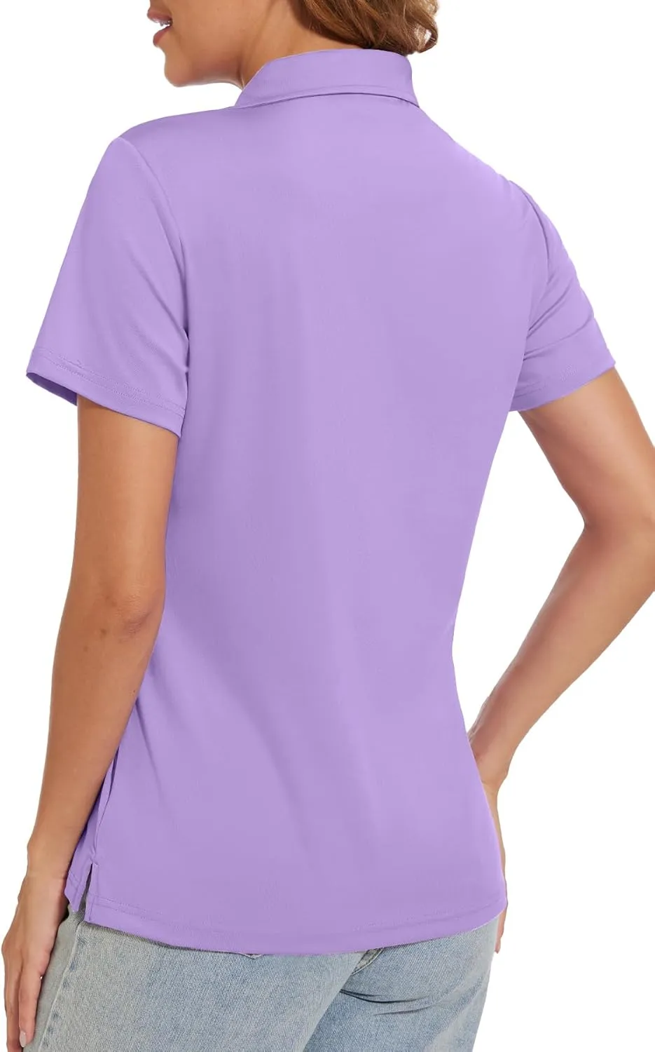 SMENG Women's Polo Shirts 3-Button Short Sleeve Shirt UPF 50  Classic Quick Dry Work Collared Golf Tennis Tops