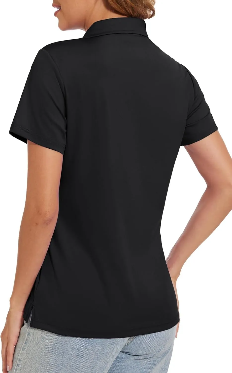 SMENG Women's Polo Shirts 3-Button Short Sleeve Shirt UPF 50  Classic Quick Dry Work Collared Golf Tennis Tops