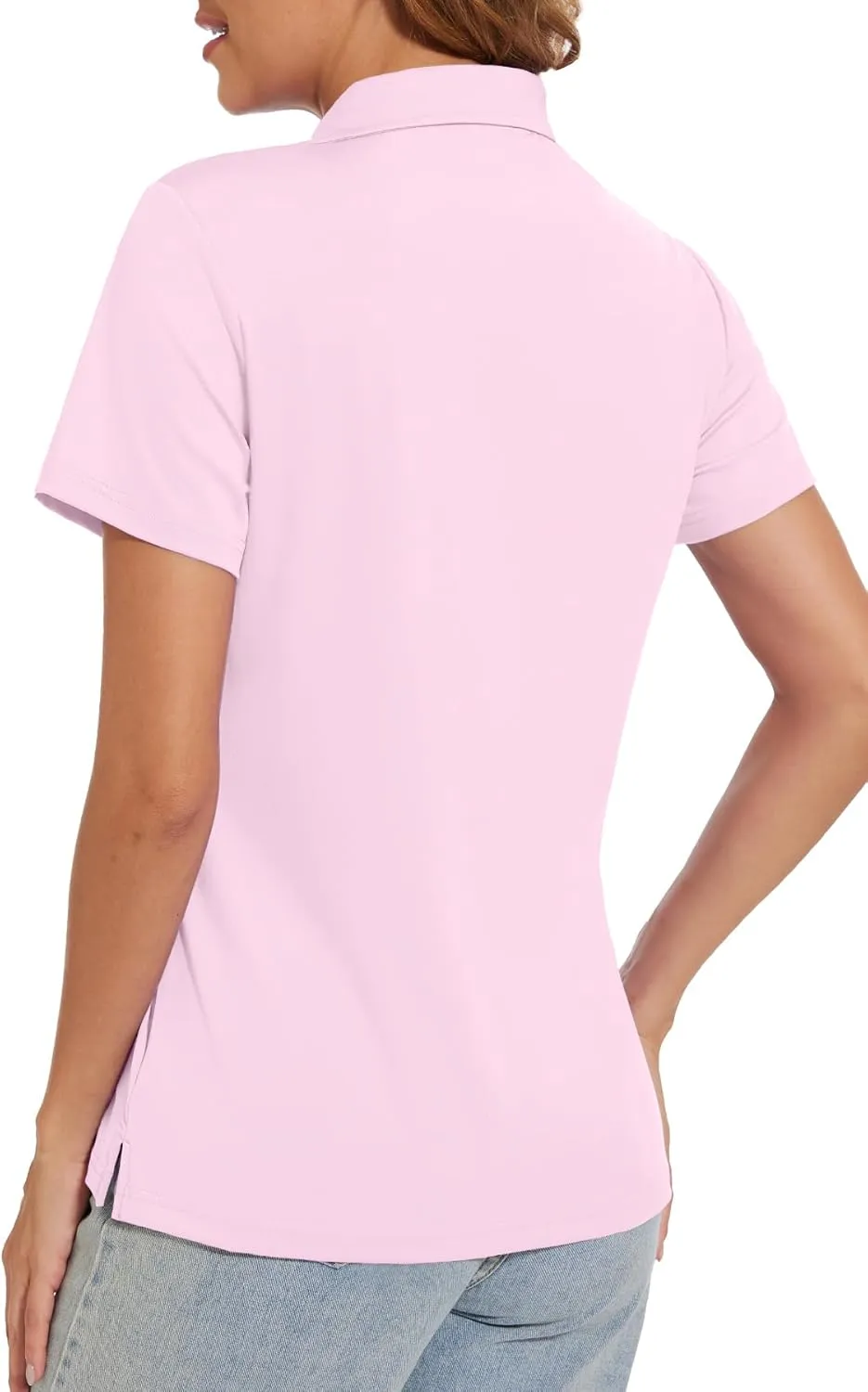 SMENG Women's Polo Shirts 3-Button Short Sleeve Shirt UPF 50  Classic Quick Dry Work Collared Golf Tennis Tops