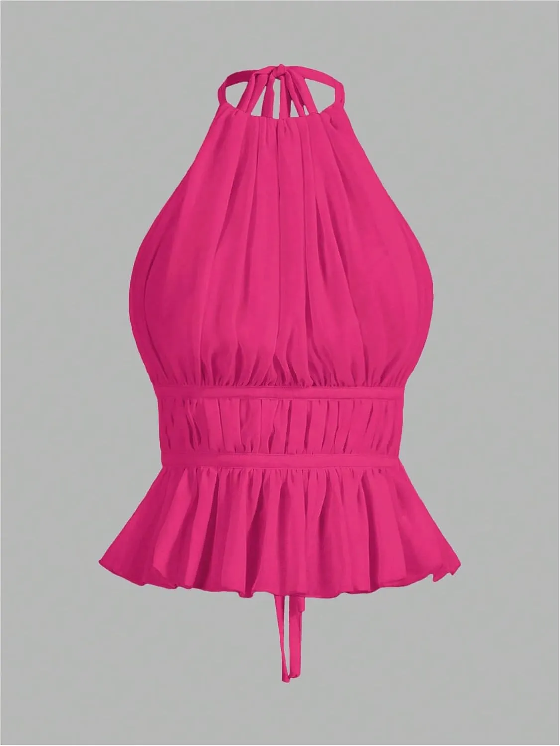 SOLY HUX Women's Ruffle Halter Neck Camisole Sleeveless Open Back Cute Party Going Out Tops