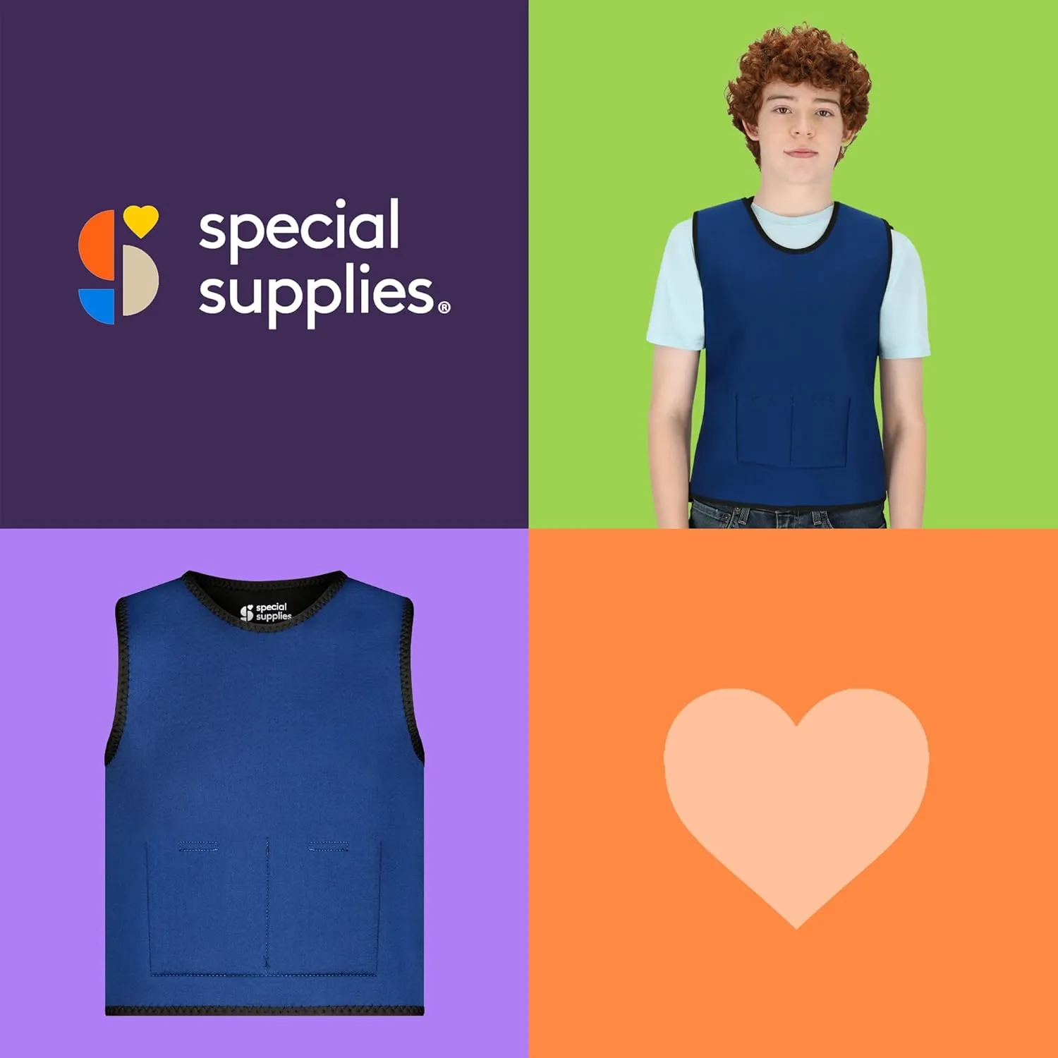 Special Supplies Weighted Sensory Compression Vest for Kids with Adjustable Weight Fit