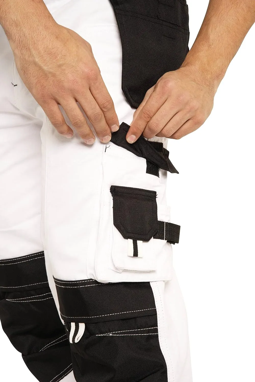SSS White Pants for Men Construction Decorators Painters Pants Relaxed Fit Double Knee Work Utility Trousers Durable