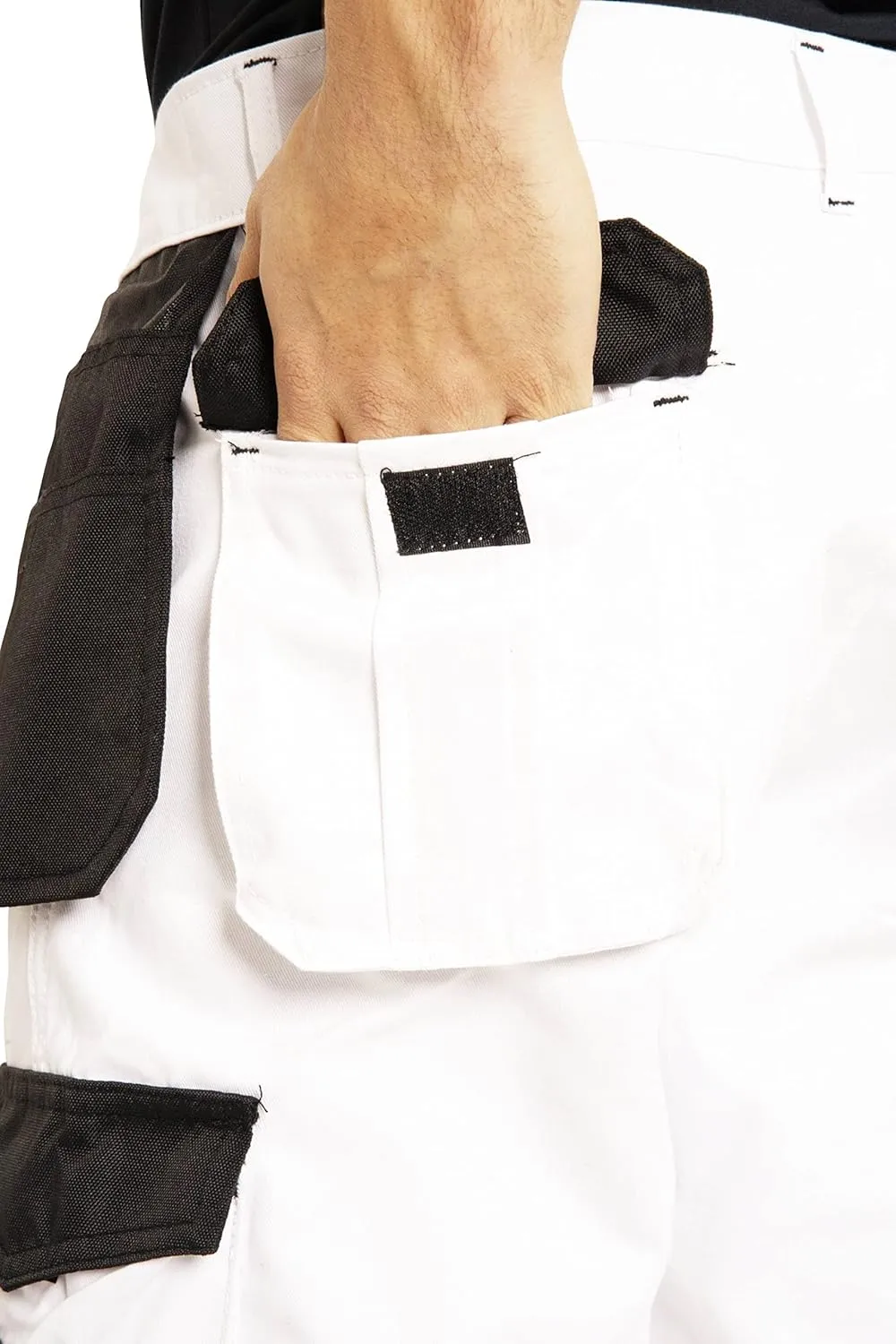 SSS White Pants for Men Construction Decorators Painters Pants Relaxed Fit Double Knee Work Utility Trousers Durable