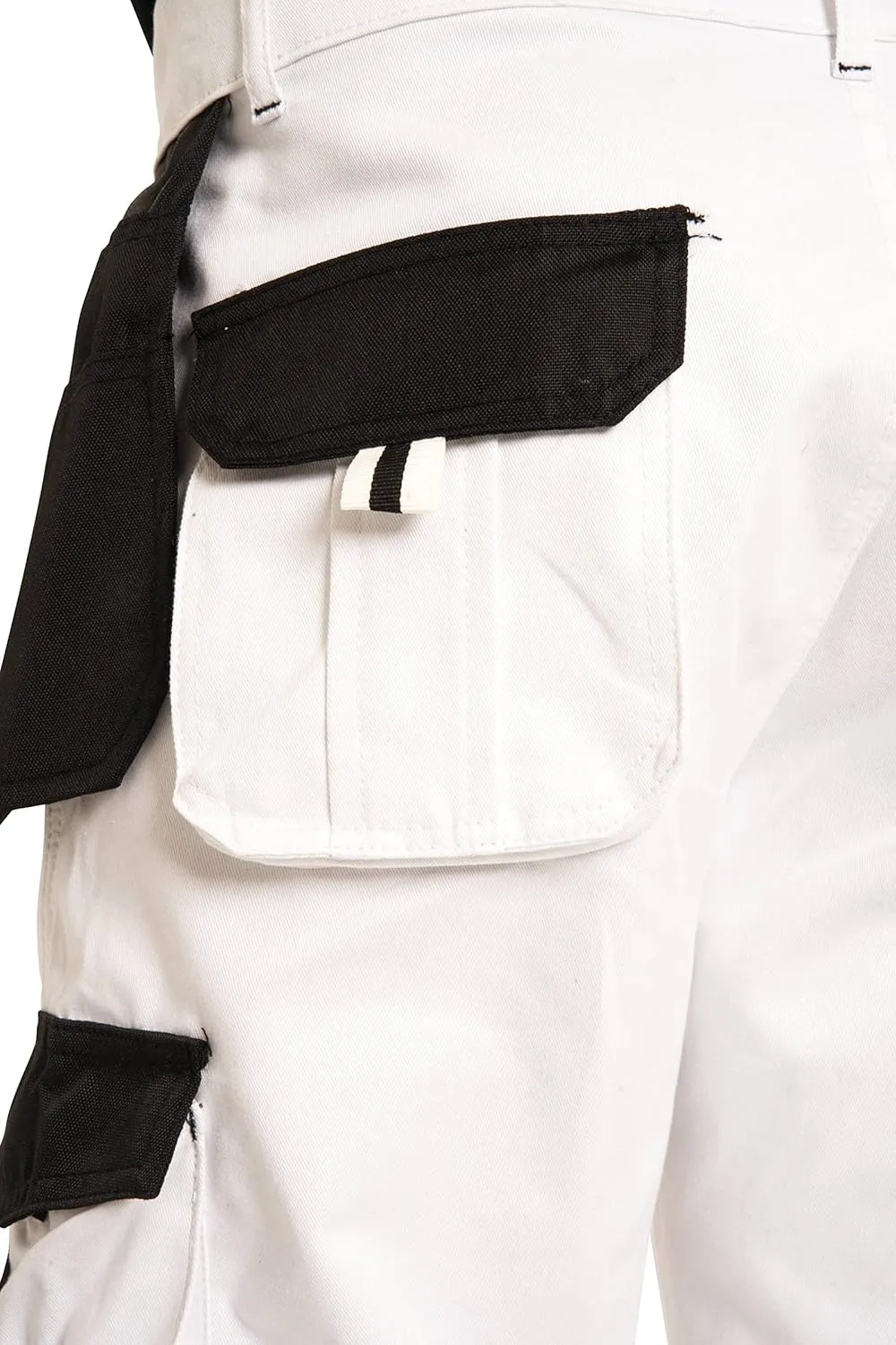 SSS White Pants for Men Construction Decorators Painters Pants Relaxed Fit Double Knee Work Utility Trousers Durable